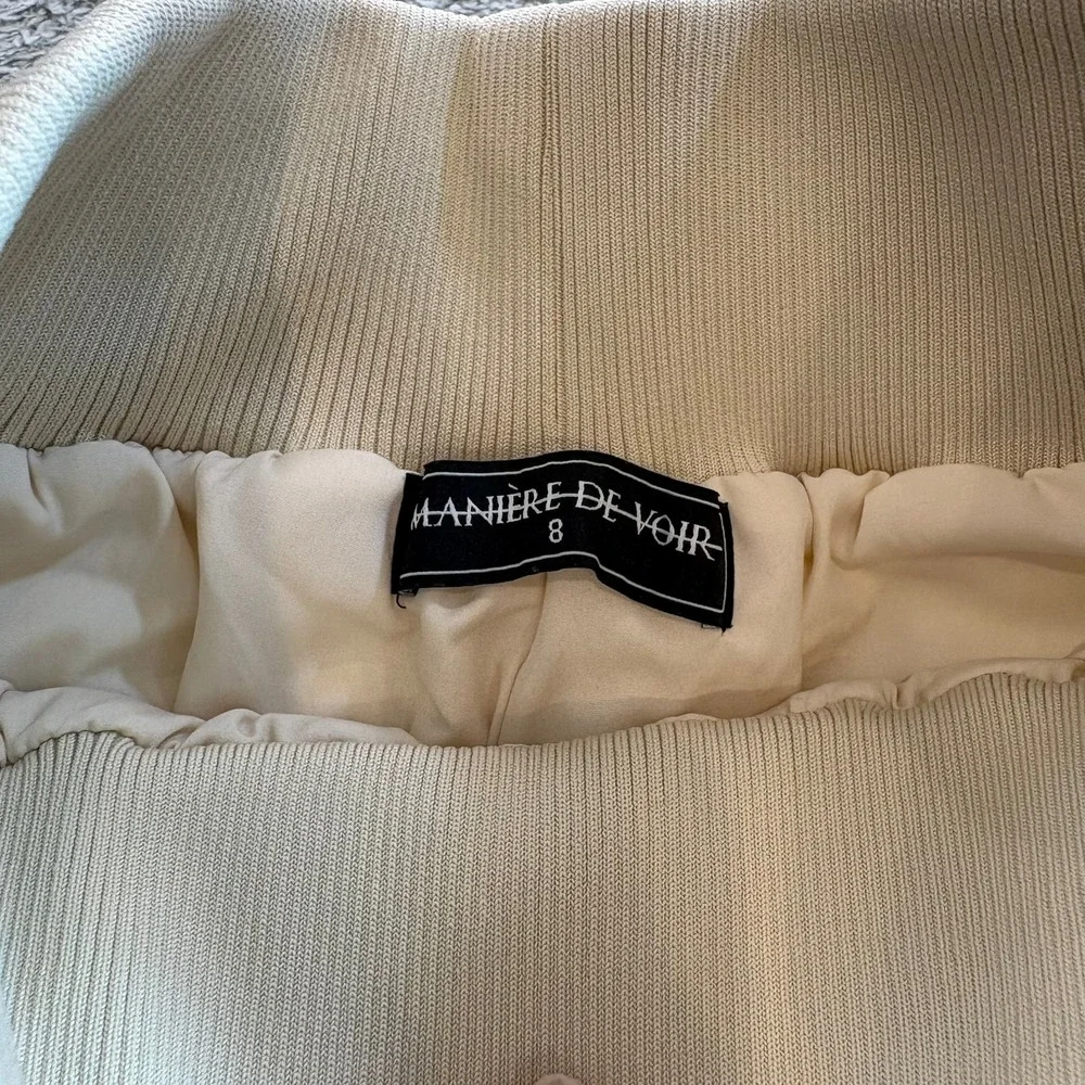 Maniere De Voir Cream Quilted Vegan Leather High Waist Shorts Womens Size 8 NOWT